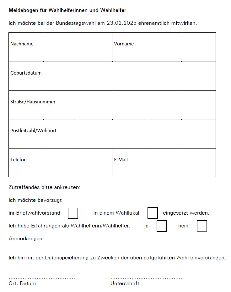 Wahlhelfer Bundestagswahl